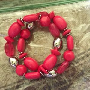 2 layer pink beaded bracelet